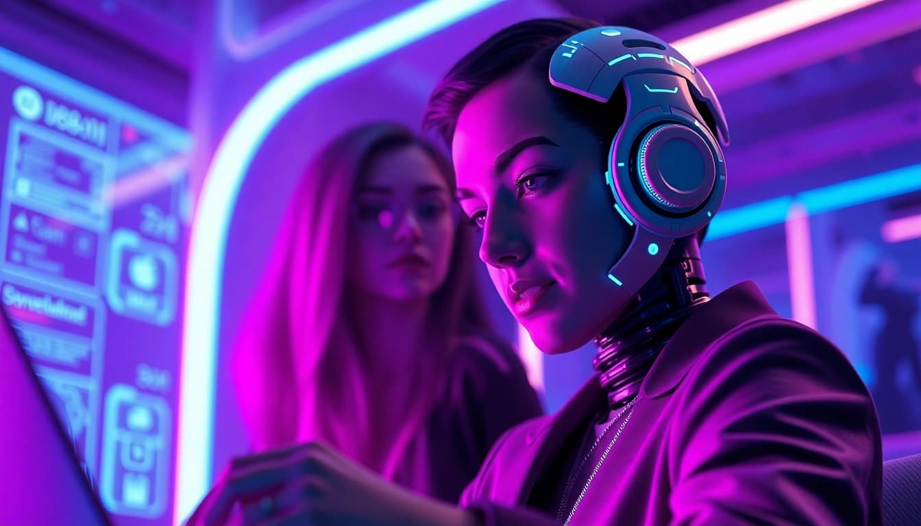 Engaging ai sex chat interaction in a vibrant digital setting with intimate AI character.