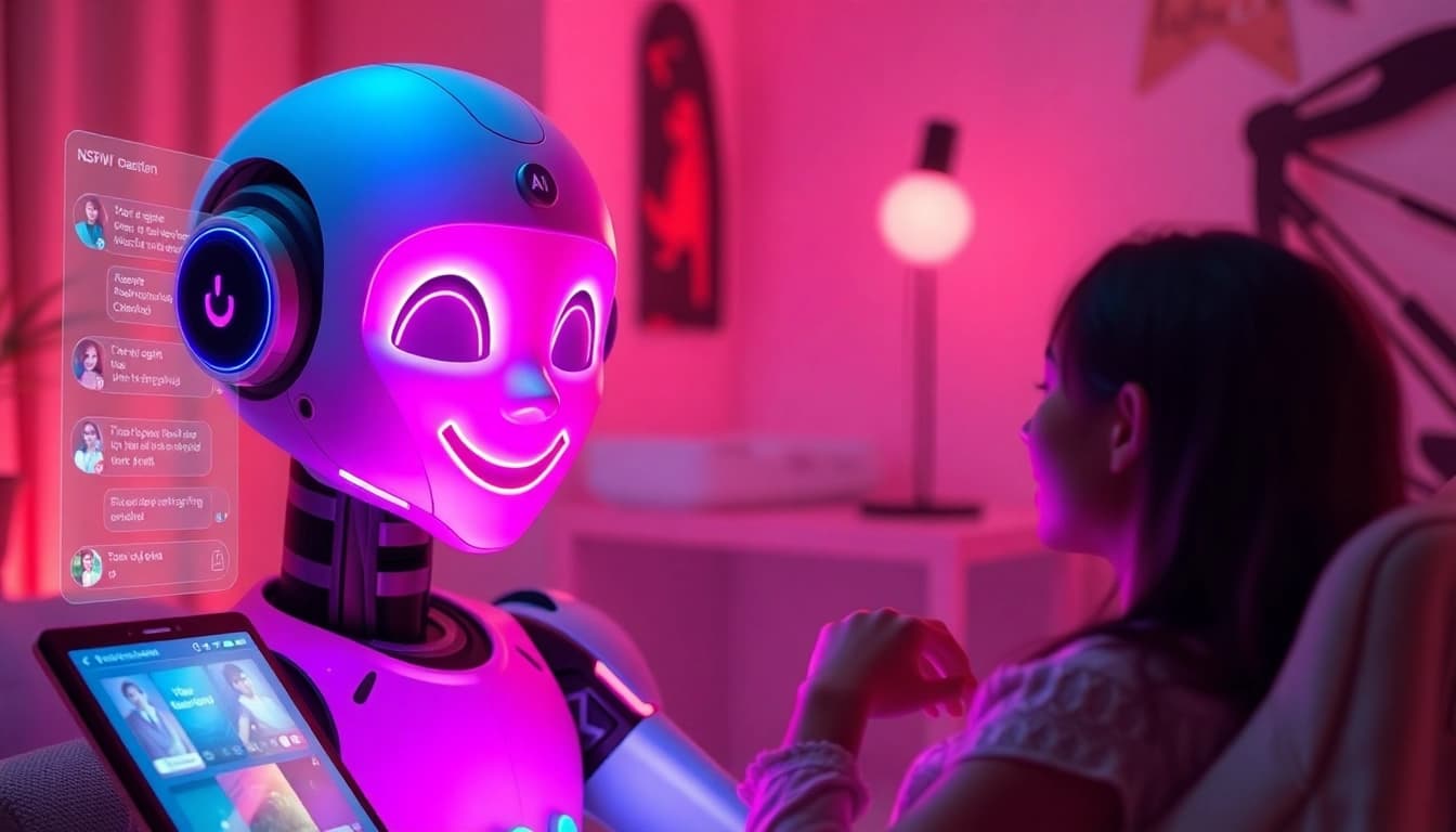 NSFW AI character engaging warmly with a user in a cozy setting, showcasing emotional interaction.