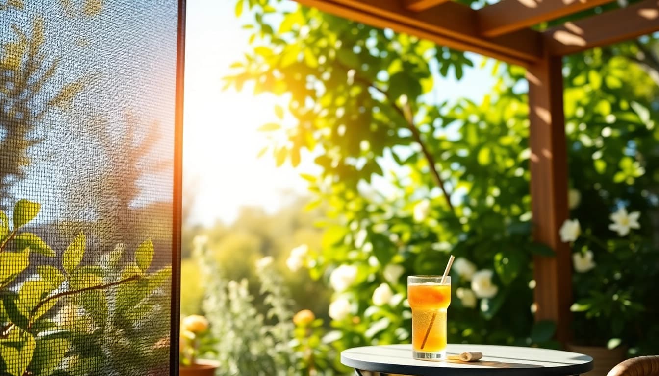 Flyscreenmaxx showcasing a fly screen installation, enhancing garden comfort and style.