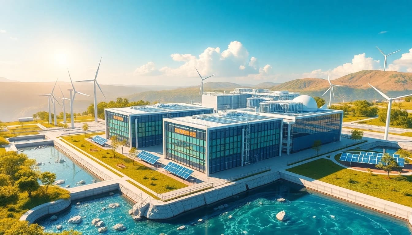 Best cloud mining platforms featuring a modern eco-friendly facility powered by renewable energy sources.