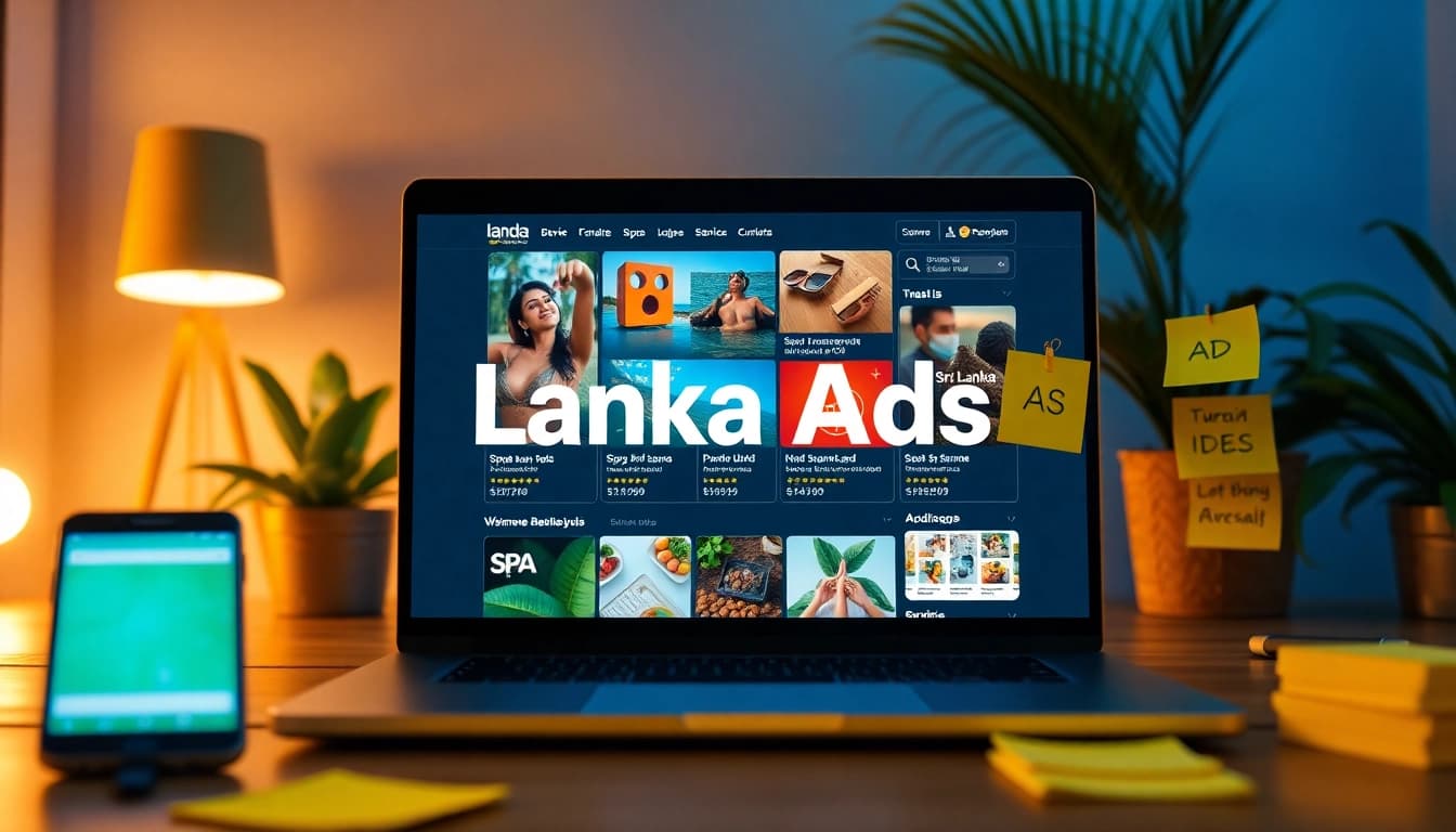Lanka Ads online marketplace showcasing vibrant personal and spa ads, connect with local services.
