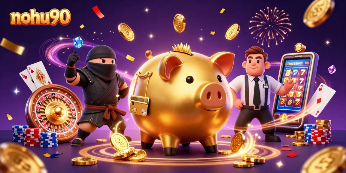Spin the reels and win big with nohu90's dynamic casino scene showcasing slot excitement!