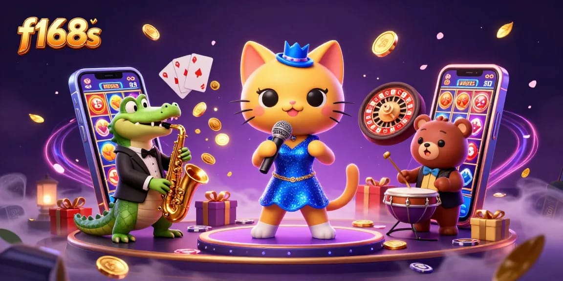 Engage in the thrilling atmosphere of f168s with vibrant characters and dynamic casino elements.