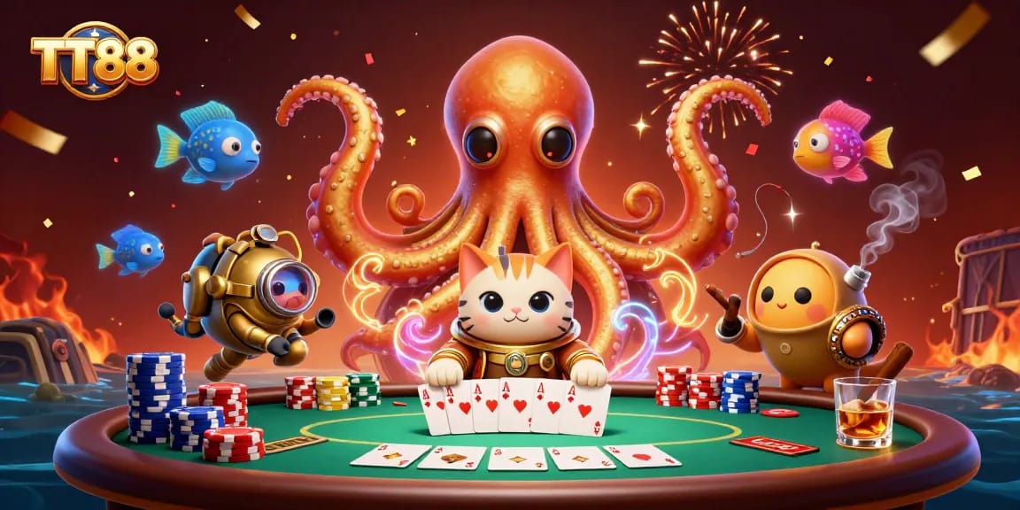 Experience TT88's lavish gaming world with a vibrant scene of adventure and winnings.