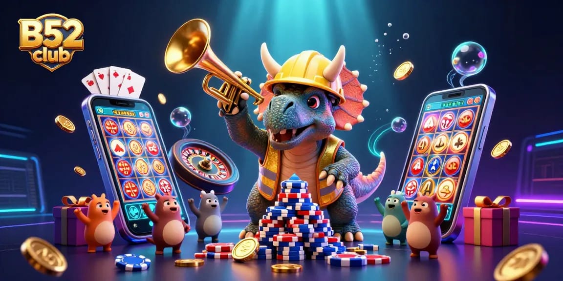 Experience thrilling moments at B52 club with dynamic gaming elements and festive characters.