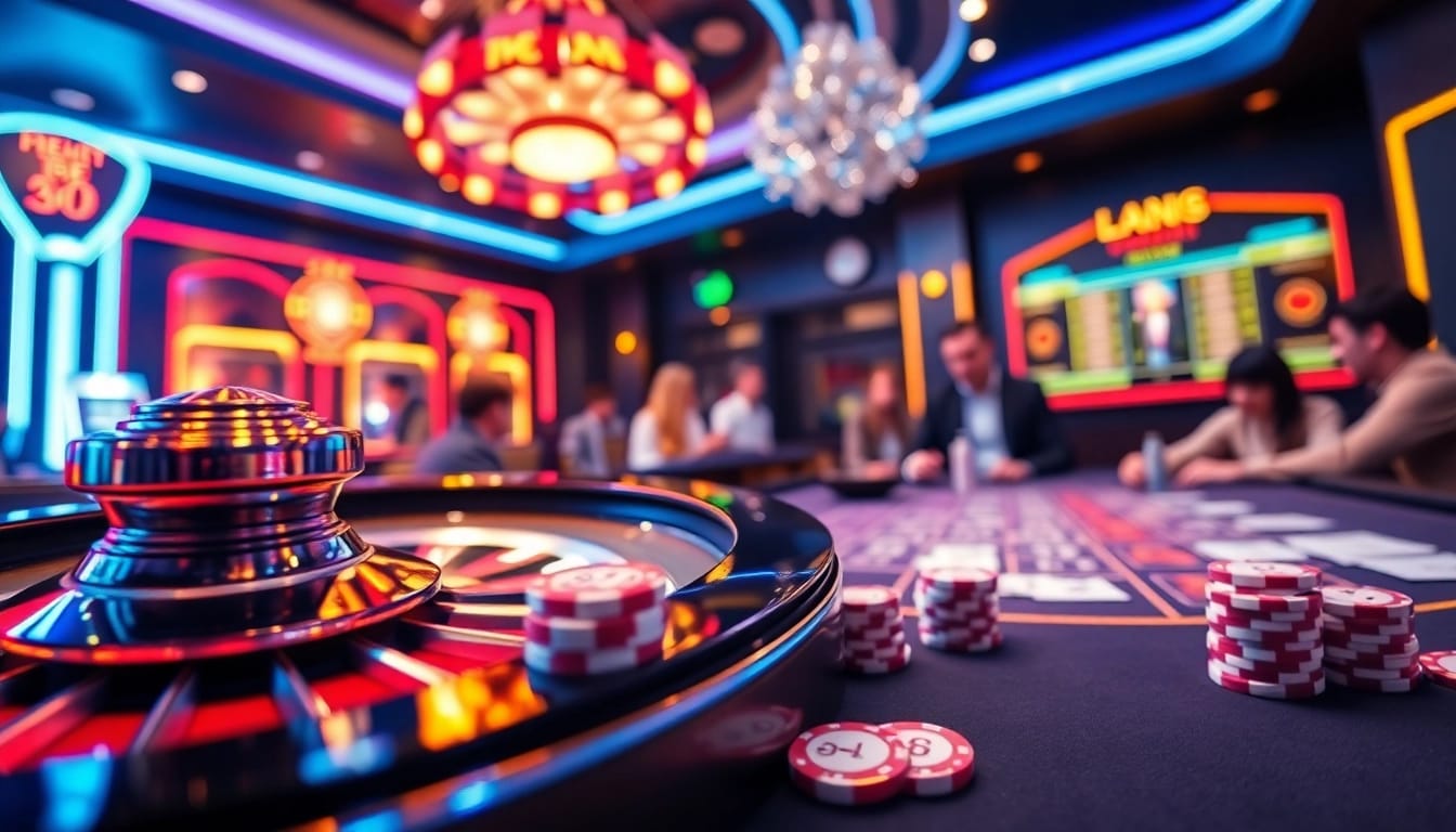 S8 casino scene featuring poker chips, roulette wheel, and online betting interface in an elegant setup