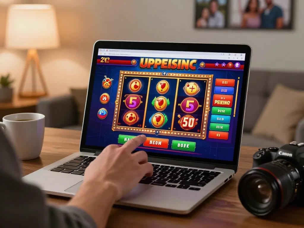 Engaging online gaming session at cm88 with a user placing bets on a vibrant slot game interface.