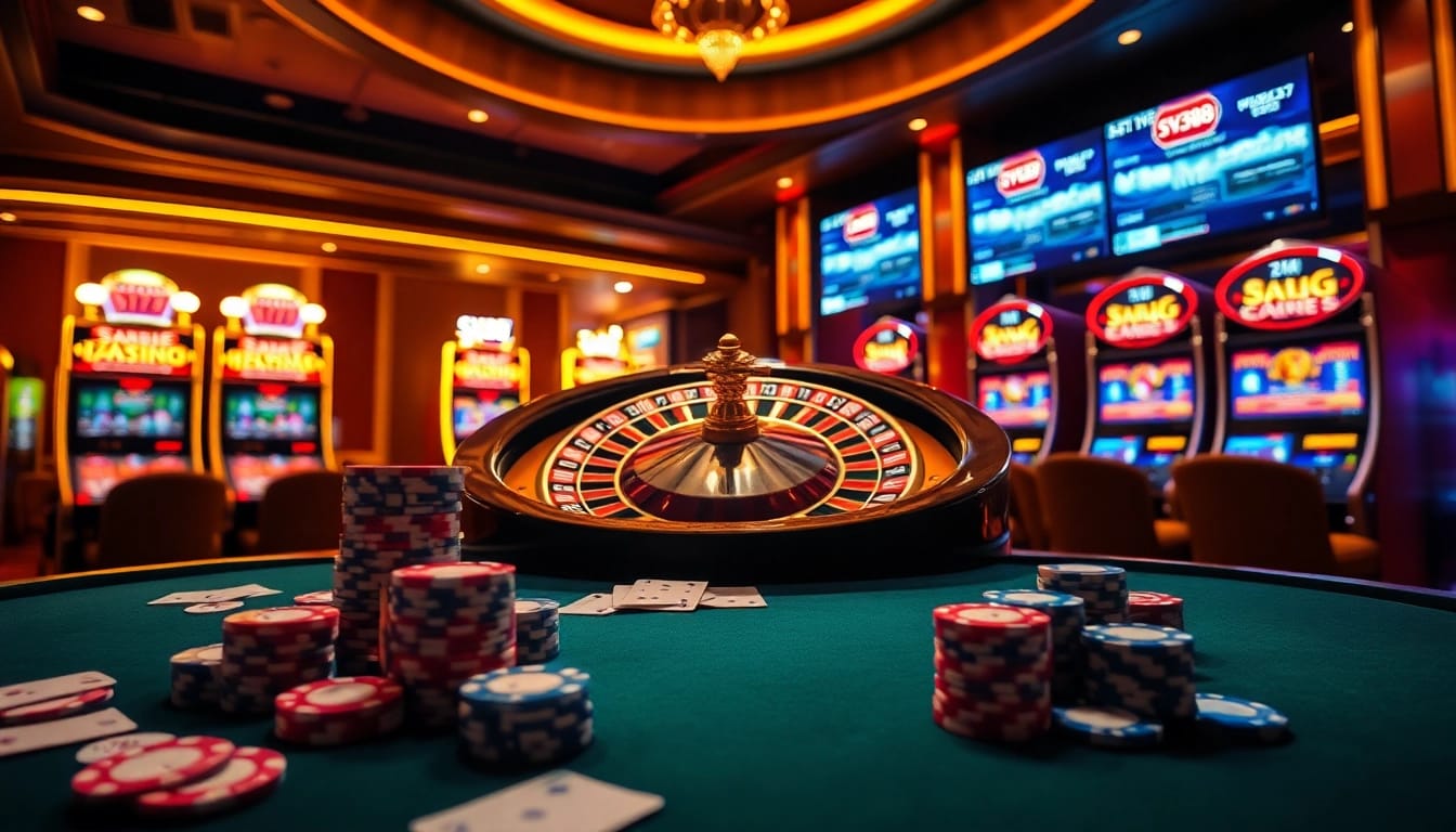 Experience high-stakes action at SV388's vibrant gambling scene with roulette and poker.