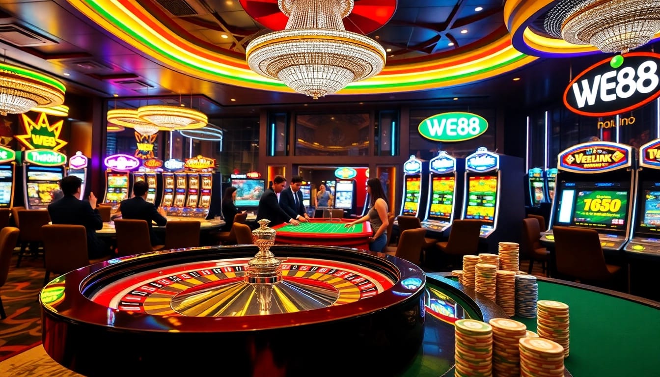 Experience the thrill of WE88 casino with vibrant gaming tables and exciting slot machines.