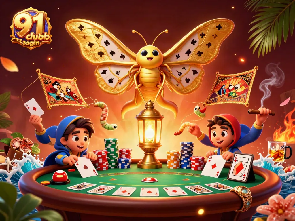 Engage with 91 club login to unlock thrilling online casino experiences in this vibrant 3D illustration.
