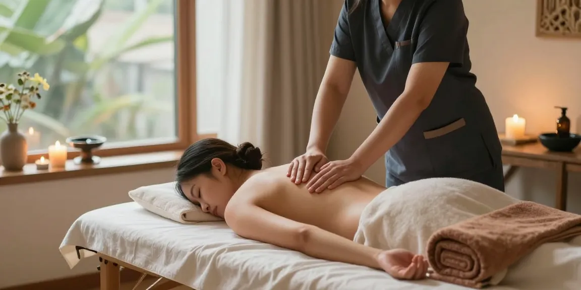 Comfortable 출장마사지 session with a skilled therapist in a serene setting, promoting relaxation and healing in 경기광주.