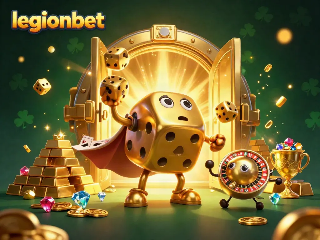 Experience excitement with legionbet and its vibrant casino elements in this dynamic 3D illustration.