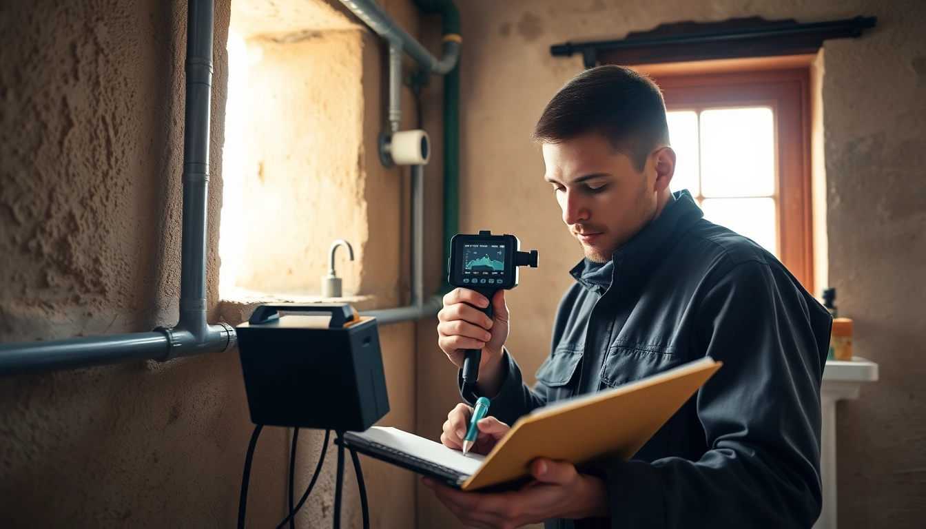 Skilled technician performing Leak Detection Cornwall in a residential setting.