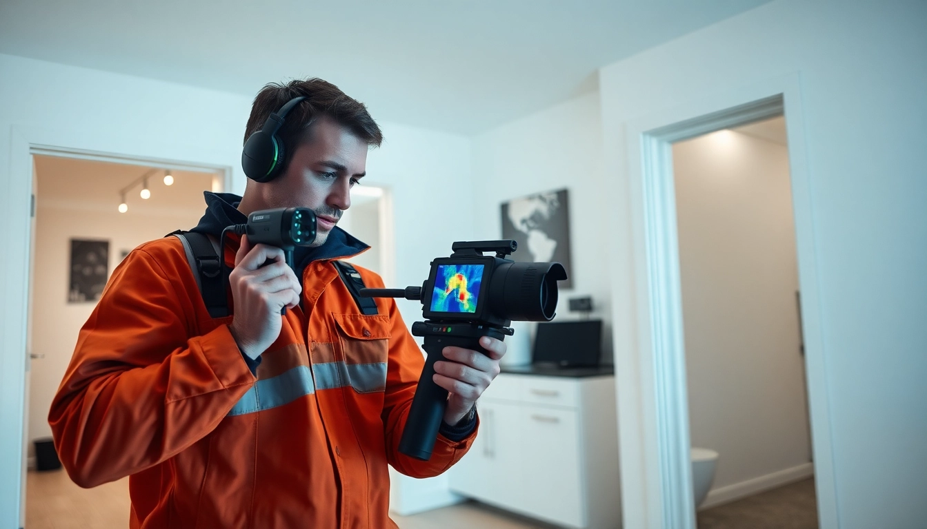 Expert performing Leak Detection Cornwall with advanced technology in a residential setting.