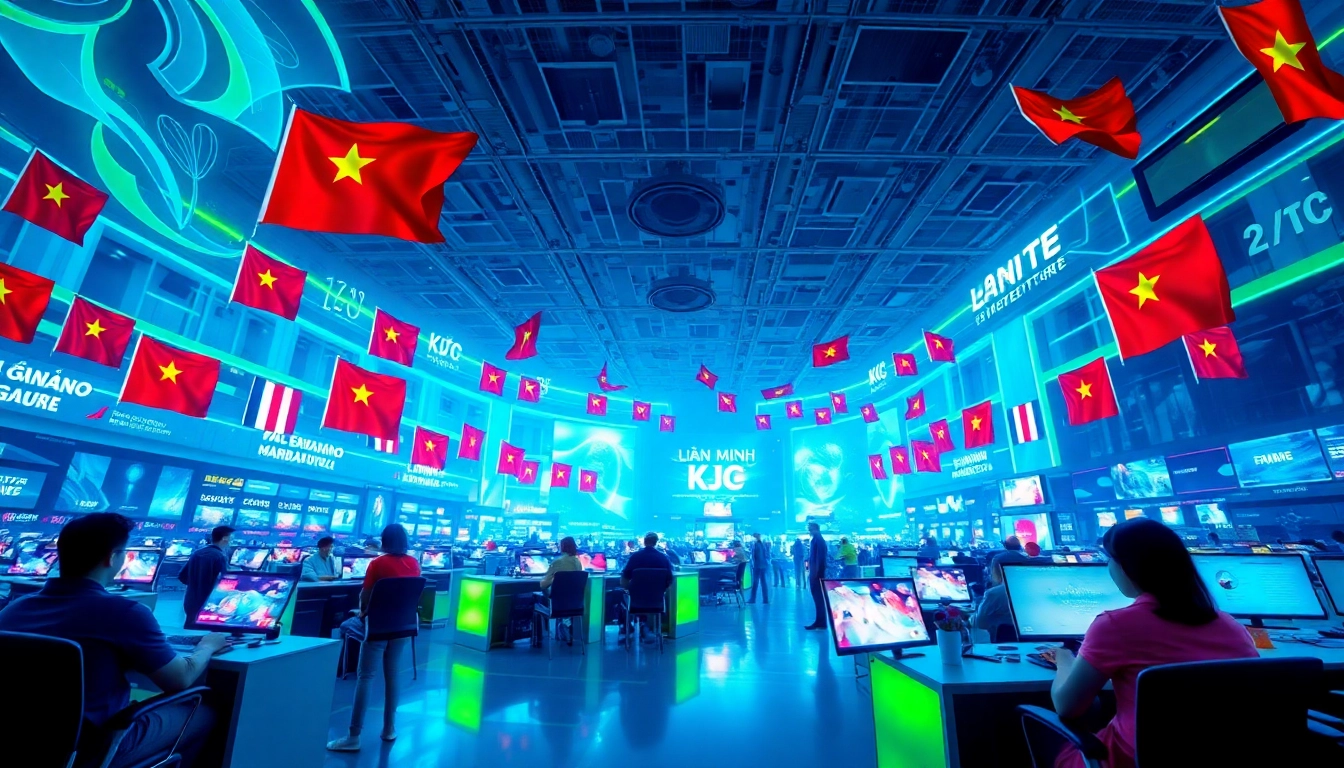 Engaging visual representation of LIÊN MINH KJC showcasing global gaming interactions and digital innovation.