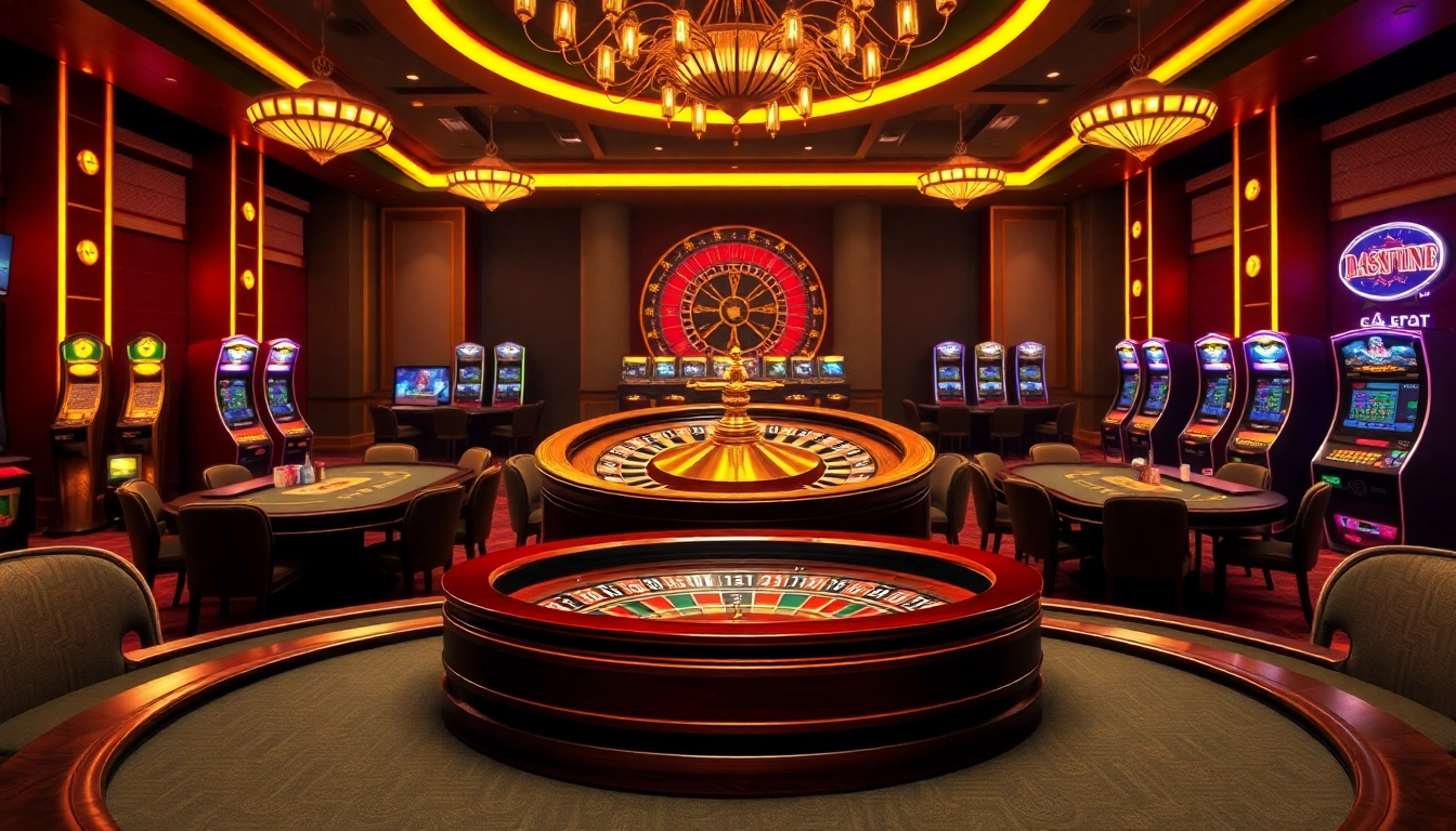 Experience the excitement of U888.com with a vibrant casino scene featuring roulette, poker tables, and slot machines.