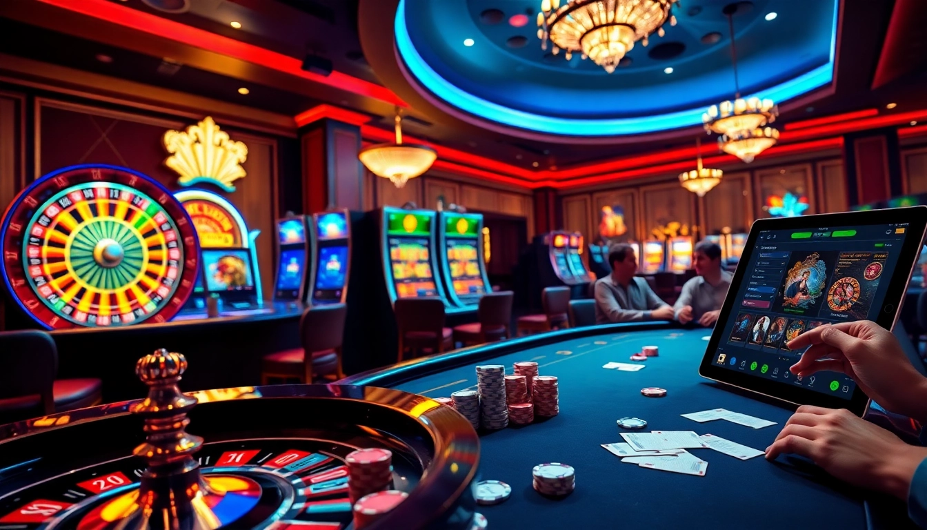 Experience the thrill of 66slots8 com with luxury casino tables, poker chips, and a vibrant roulette wheel.