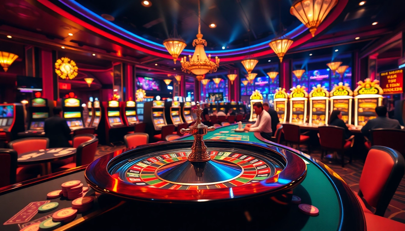 Exciting S666 casino scene featuring roulette wheel, vibrant chips, and immersive gaming atmosphere.