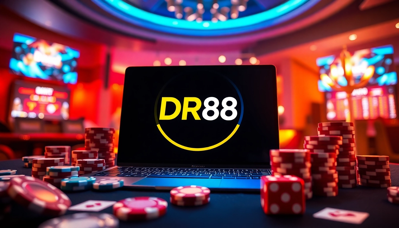 Experience electrifying online gaming action with DR88 at a vibrant casino interface.