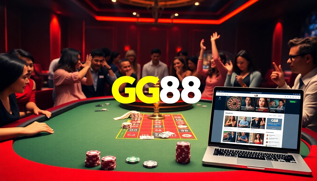 Exciting casino scene showcasing GG88 with vibrant poker action and luxury atmosphere.