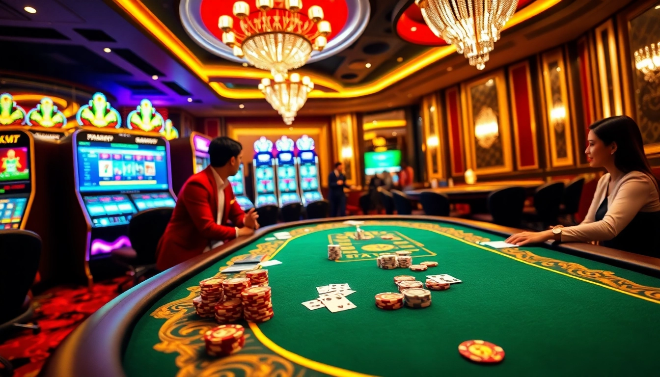 Engaging scene showcasing NK88 casino experience with vibrant games and professional atmosphere.