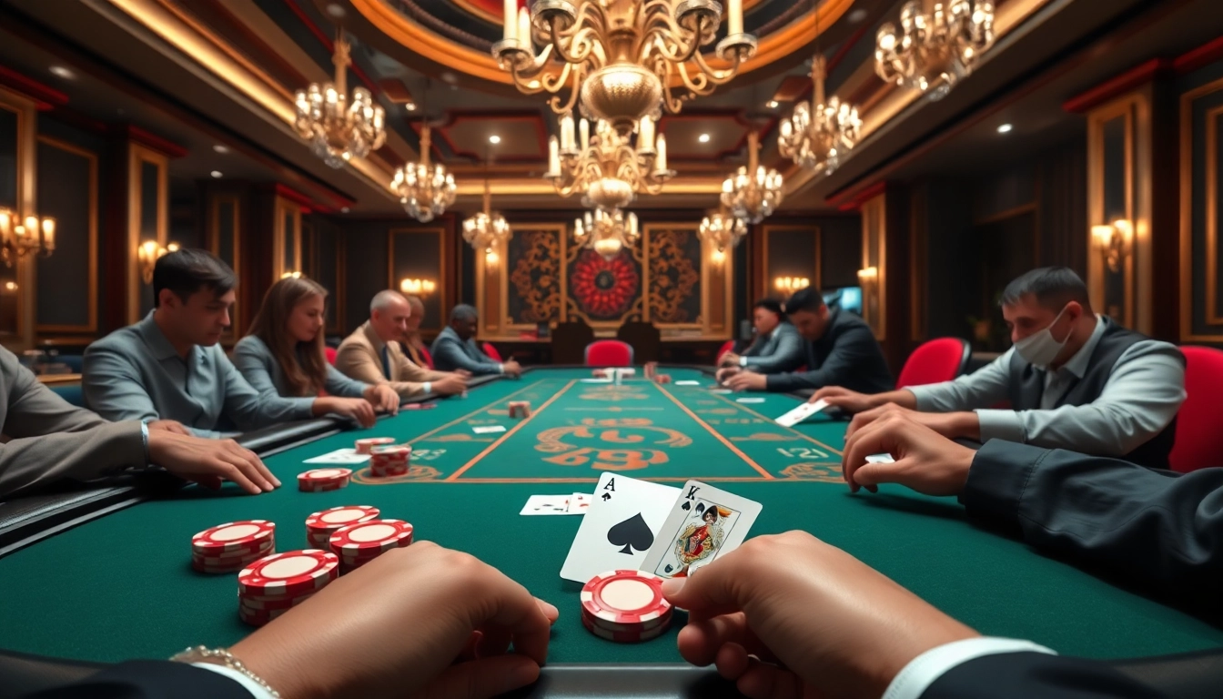 High-stakes poker players at a luxurious table, inspired by https://uu882025.online/.