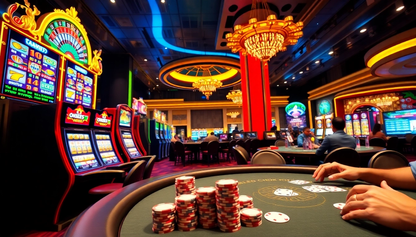 Experience the thrill of gambling at OK365 Trang chủ with vibrant casino tables and action-packed gameplay.