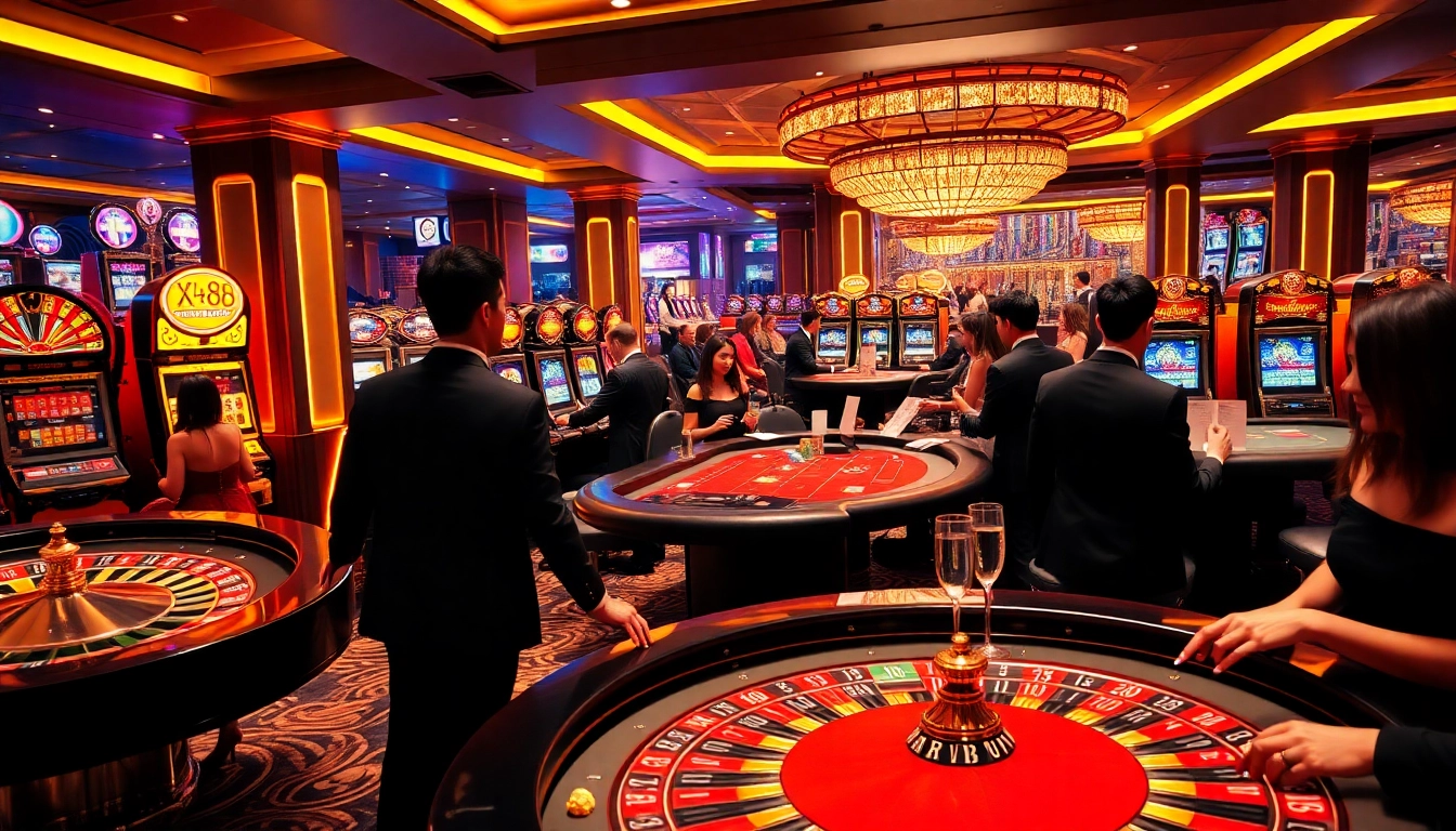 Engage in thrilling casino games at https://topxx88.com/ with vibrant players and charming tables.
