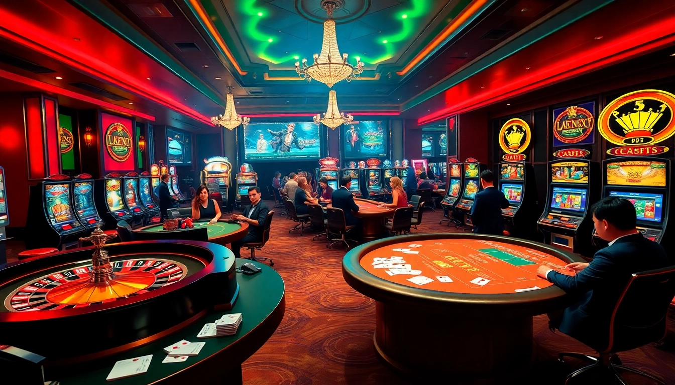 A lively casino setting showcasing 'trang chu 98win' with roulette and poker action, delivering excitement and professionalism.