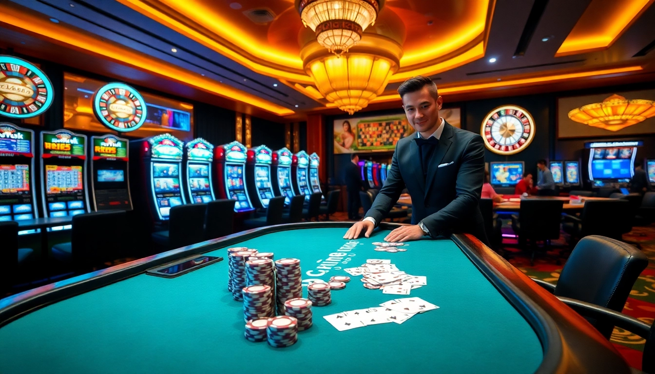 Players enjoy exciting games at the RR88 Casino, featuring vibrant tables and engaging atmosphere.
