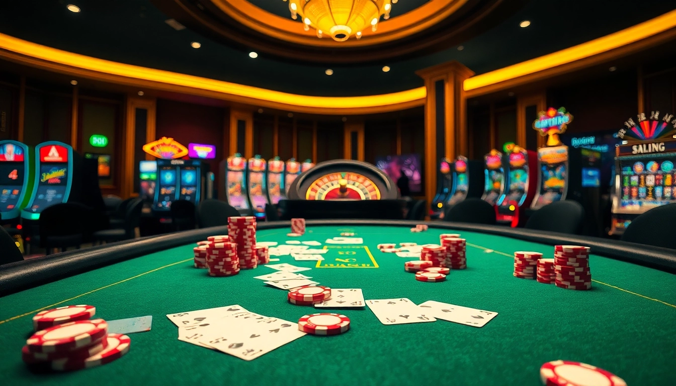 Engaging casino scene evoking excitement with poker and slots at https://rikvip1.top/tac-gia-rikvip.