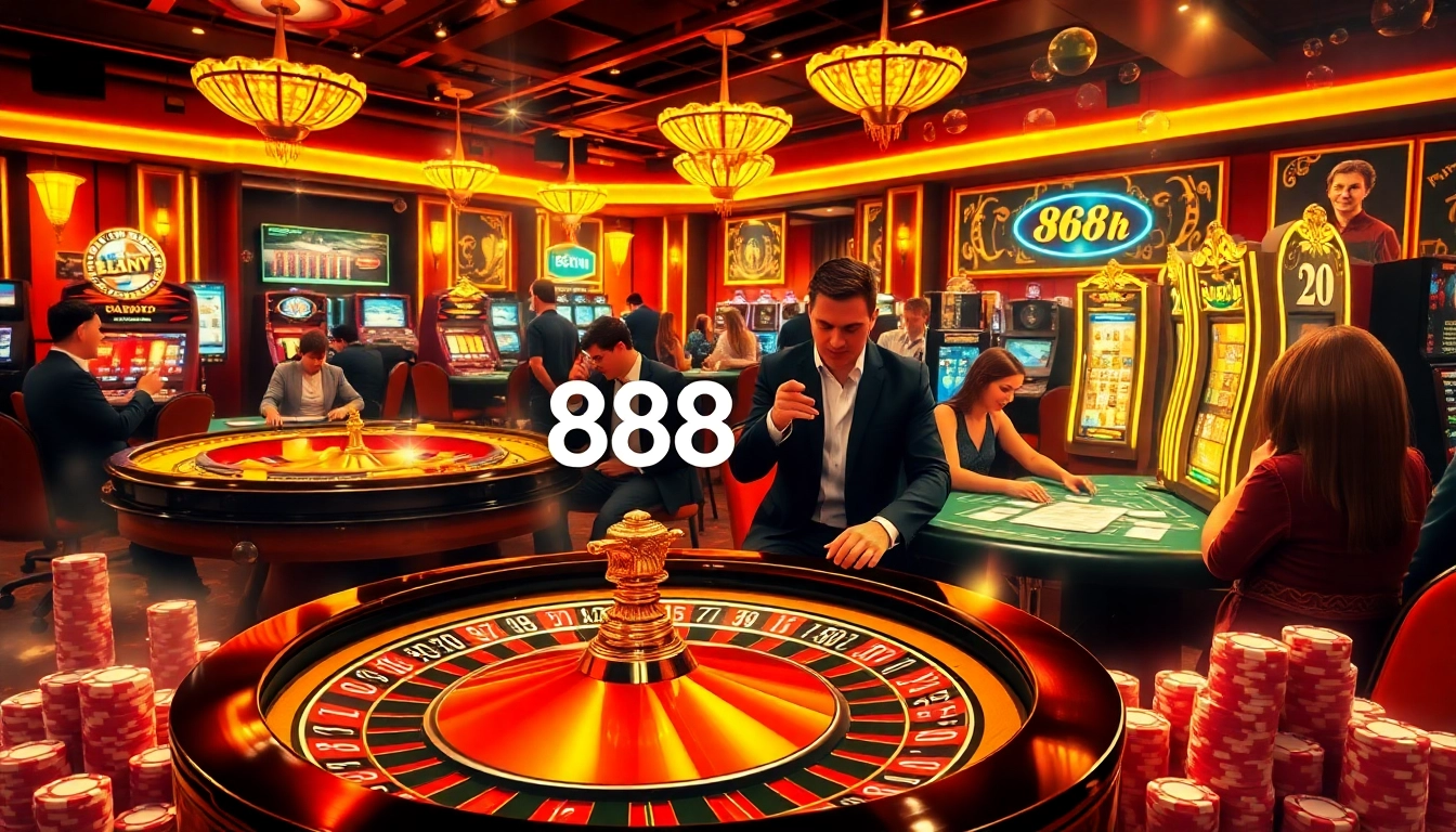 Experience the thrill of 888b in a luxurious casino setting with vibrant games and excitement.