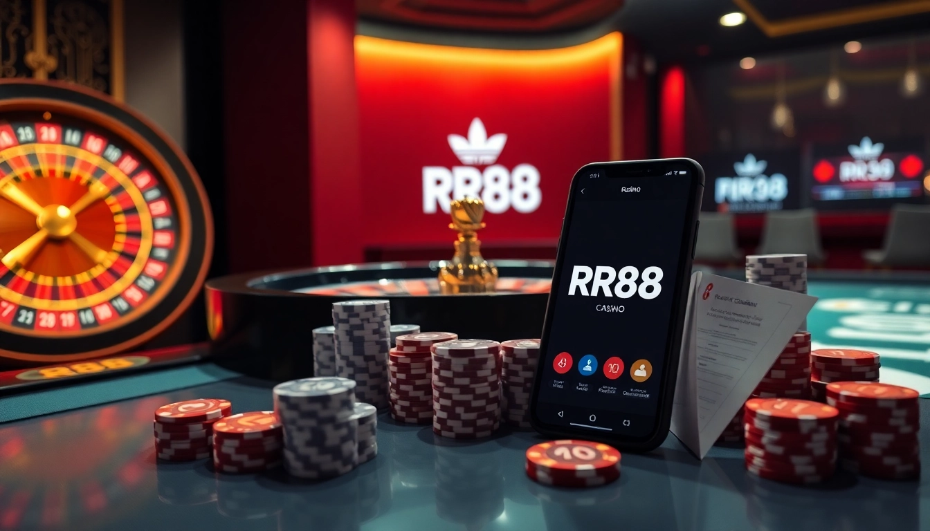 Experience the thrill of online gambling at Trang Chủ RR88 with vibrant casino visuals.