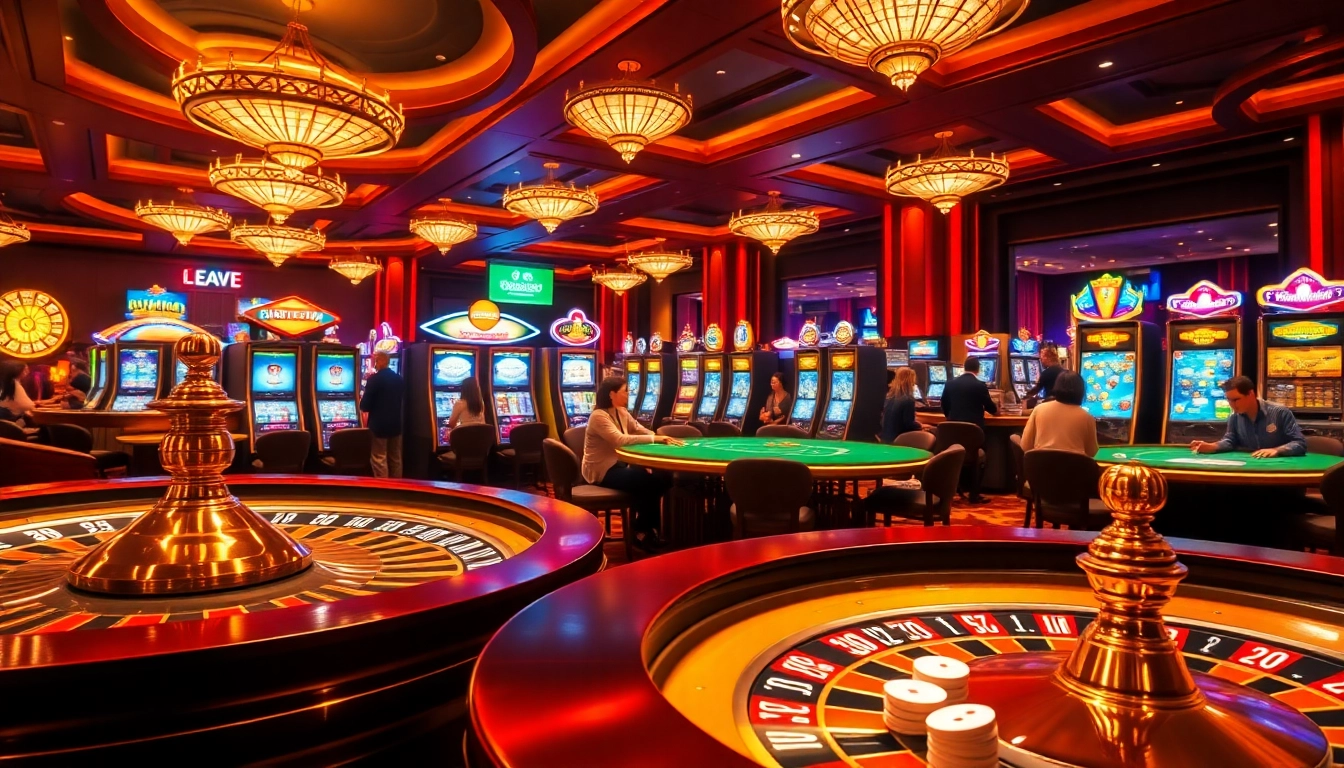 Engage in thrilling games at https://1mm888.com/ with vibrant casino tables and colorful poker chips.
