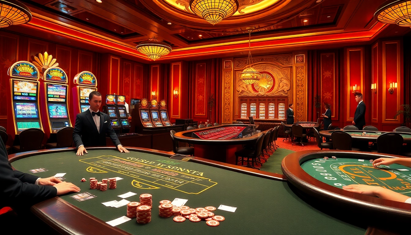 Experience the thrill of casino games at pk luck8, showcasing luxurious tables, poker chips, and vibrant slot machines.