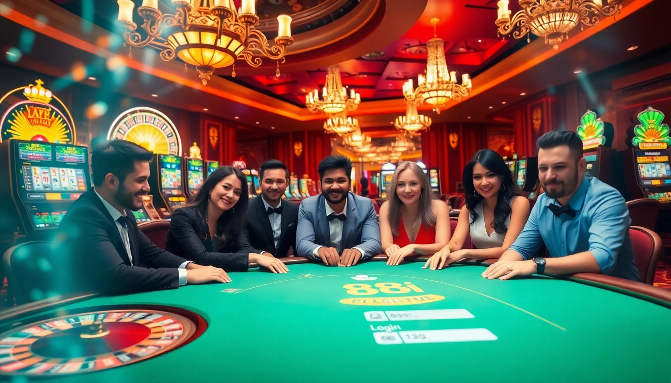Engaging players enjoy 88i đăng nhập at a luxurious casino table filled with excitement.