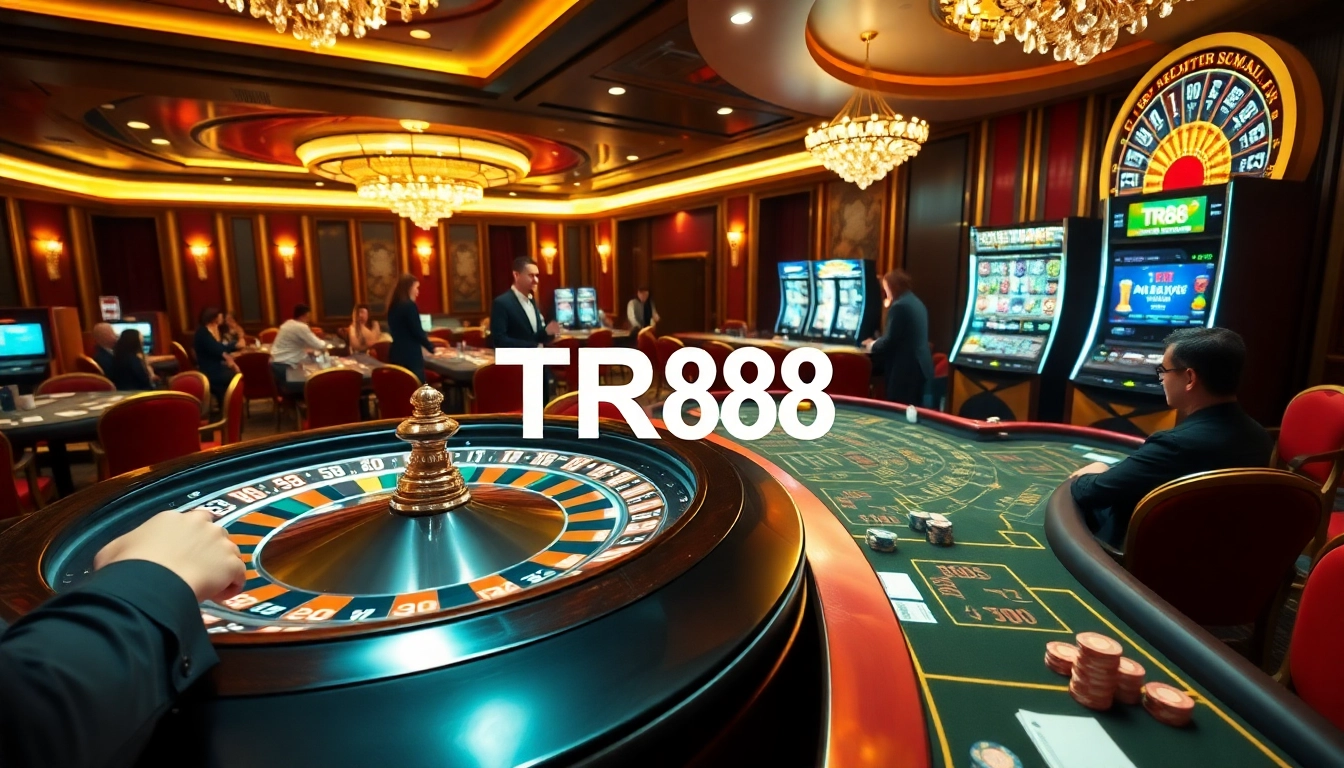 TR88 chips and roulette wheel enhance excitement in a luxurious casino setting.