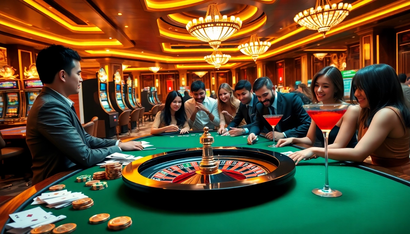 Players enjoying a thrilling game at a luxurious casino, where https://fly88seo.com/ elevates the experience.