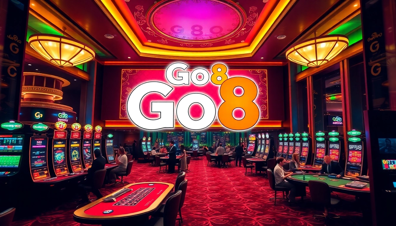 Gamblers enjoying a luxurious Go8 casino experience with vibrant tables and exciting games.
