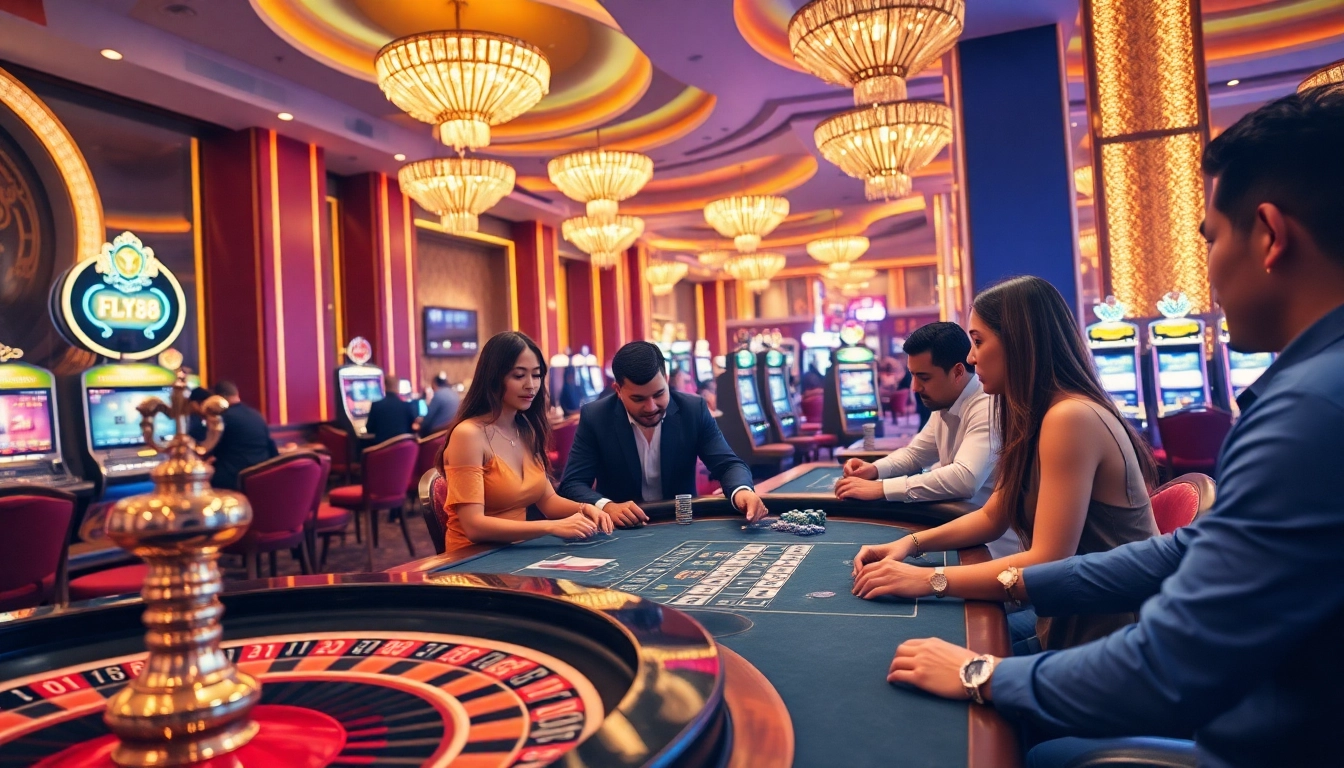 Experience the excitement of FLY88 at the upscale casino with roulette and poker games.