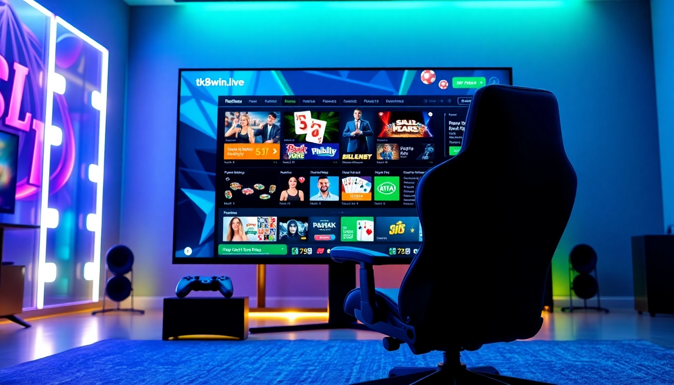 Exciting gaming interface on tk88win.live showcasing casino games and sports betting.