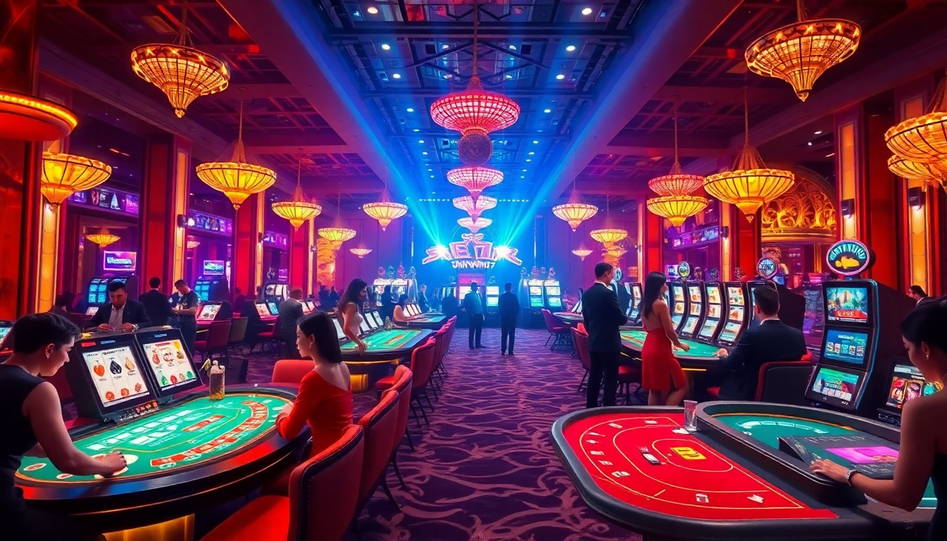 Experience the thrilling Sunwin gaming environment with luxurious casino tables and glamorous dealers in Las Vegas.