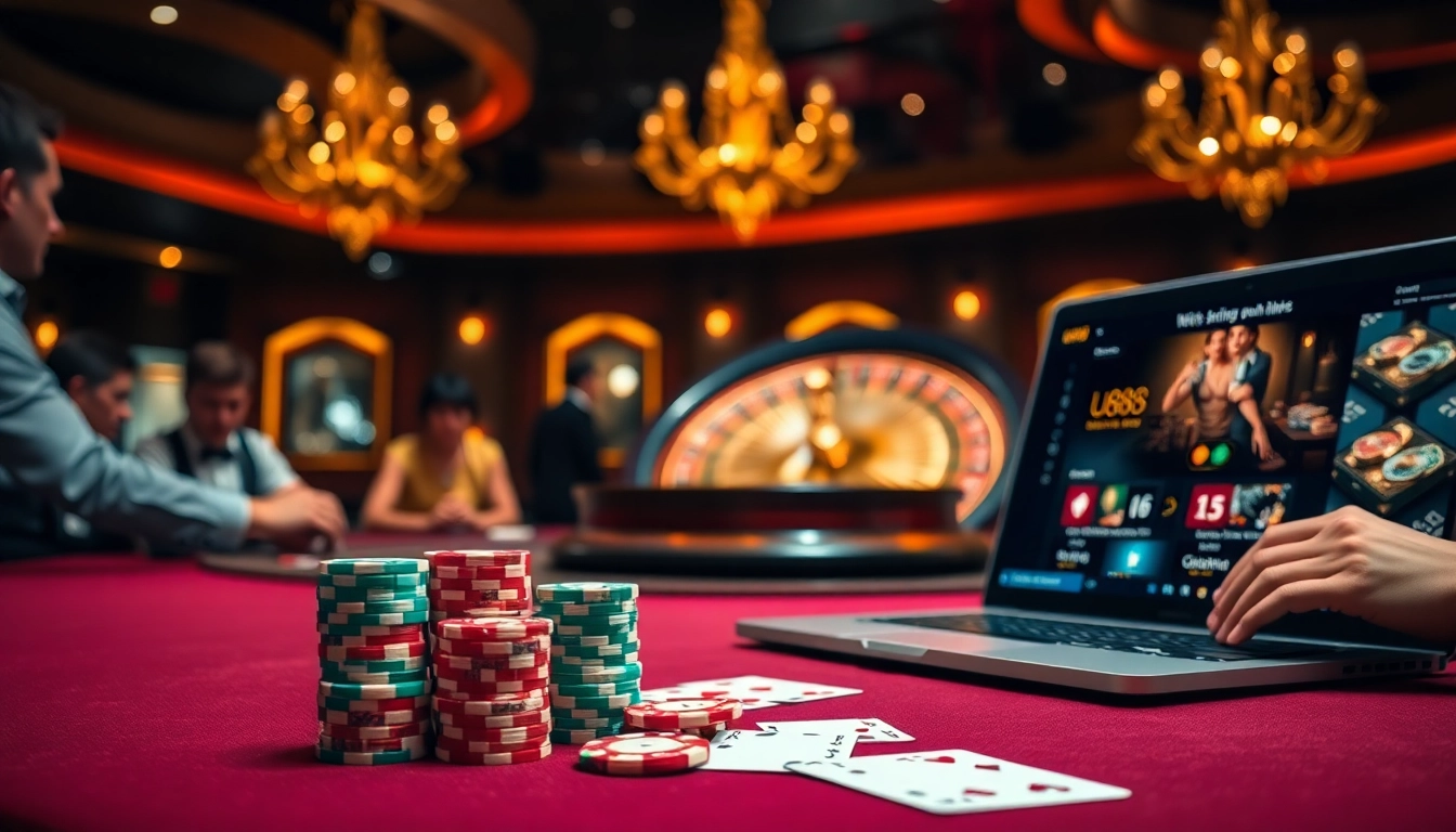 Experience thrill at u888 with a colorful poker table and dazzling casino atmosphere.