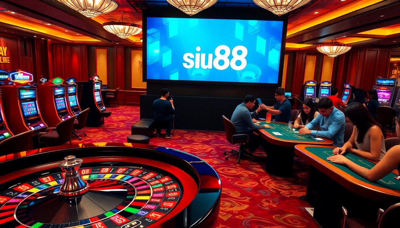 Siu88 Casino scene featuring players on a roulette table, engaging in thrilling gaming.