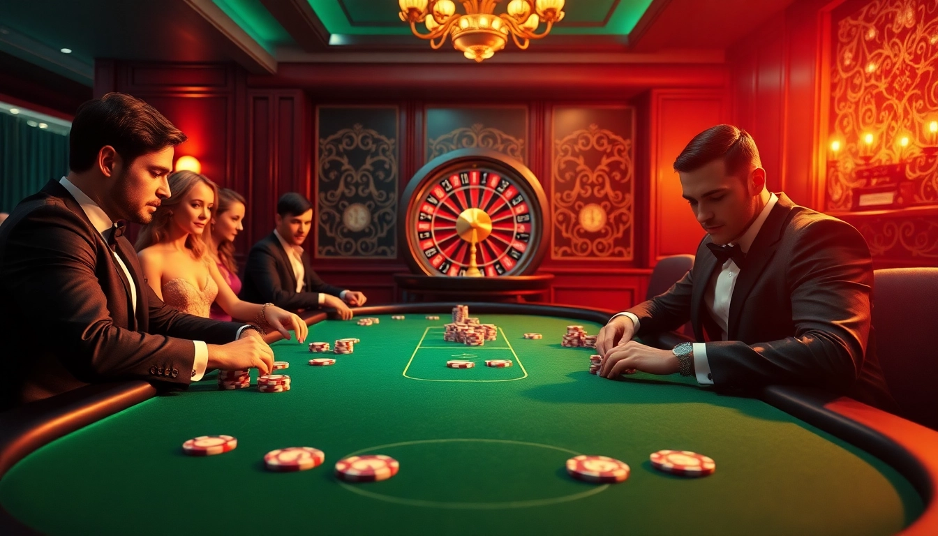 Action at a poker table with KK55 chips bringing excitement to the casino atmosphere.