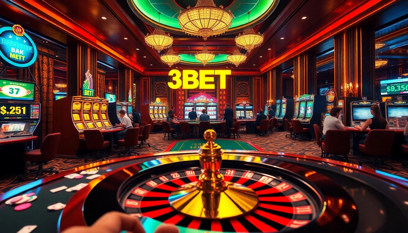 Action-packed scene of players enjoying classic casino games at 39BET with vibrant atmosphere.