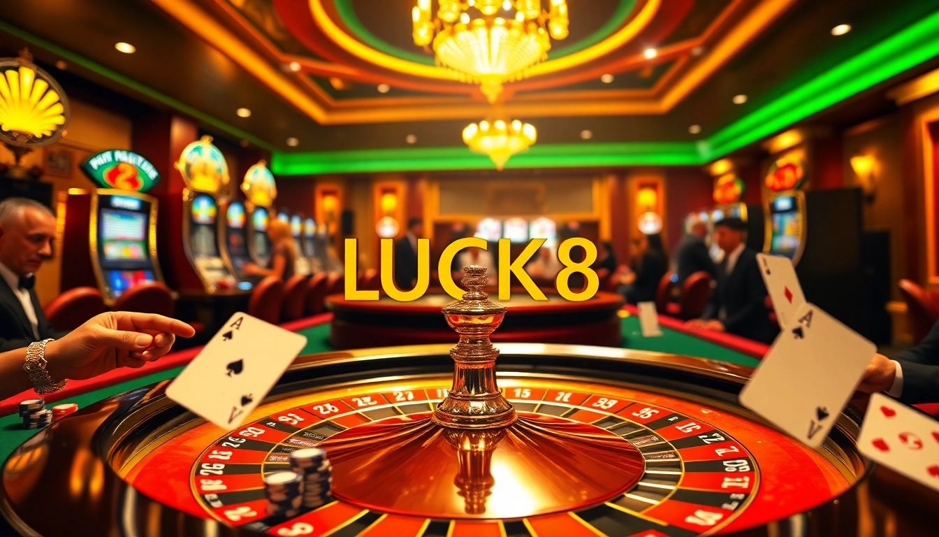 Players engaging in thrilling roulette action at LUCK8 casino, emphasizing excitement and elegance.
