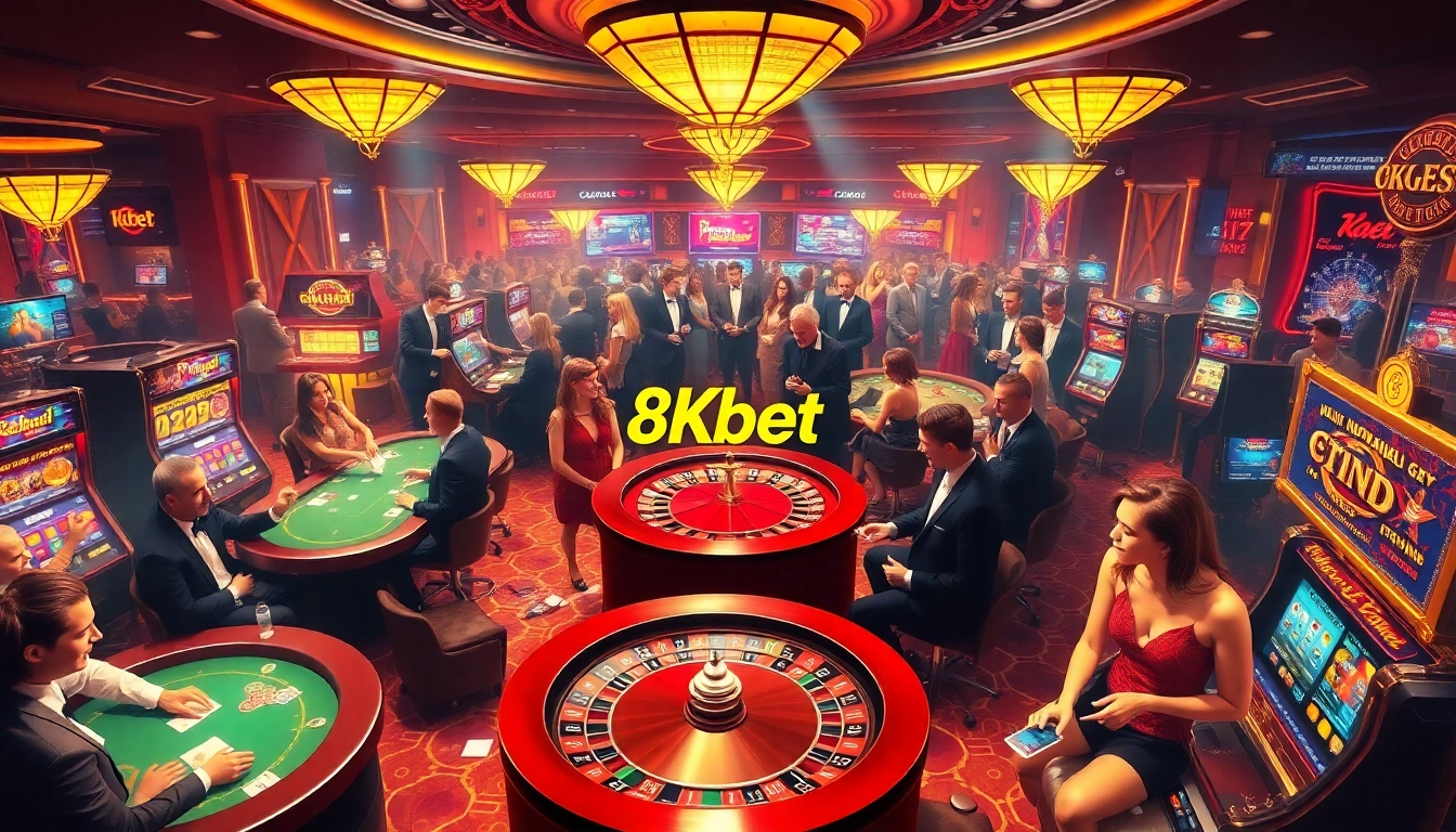 Engaging players enjoying various games at 8kbet's vibrant casino atmosphere.