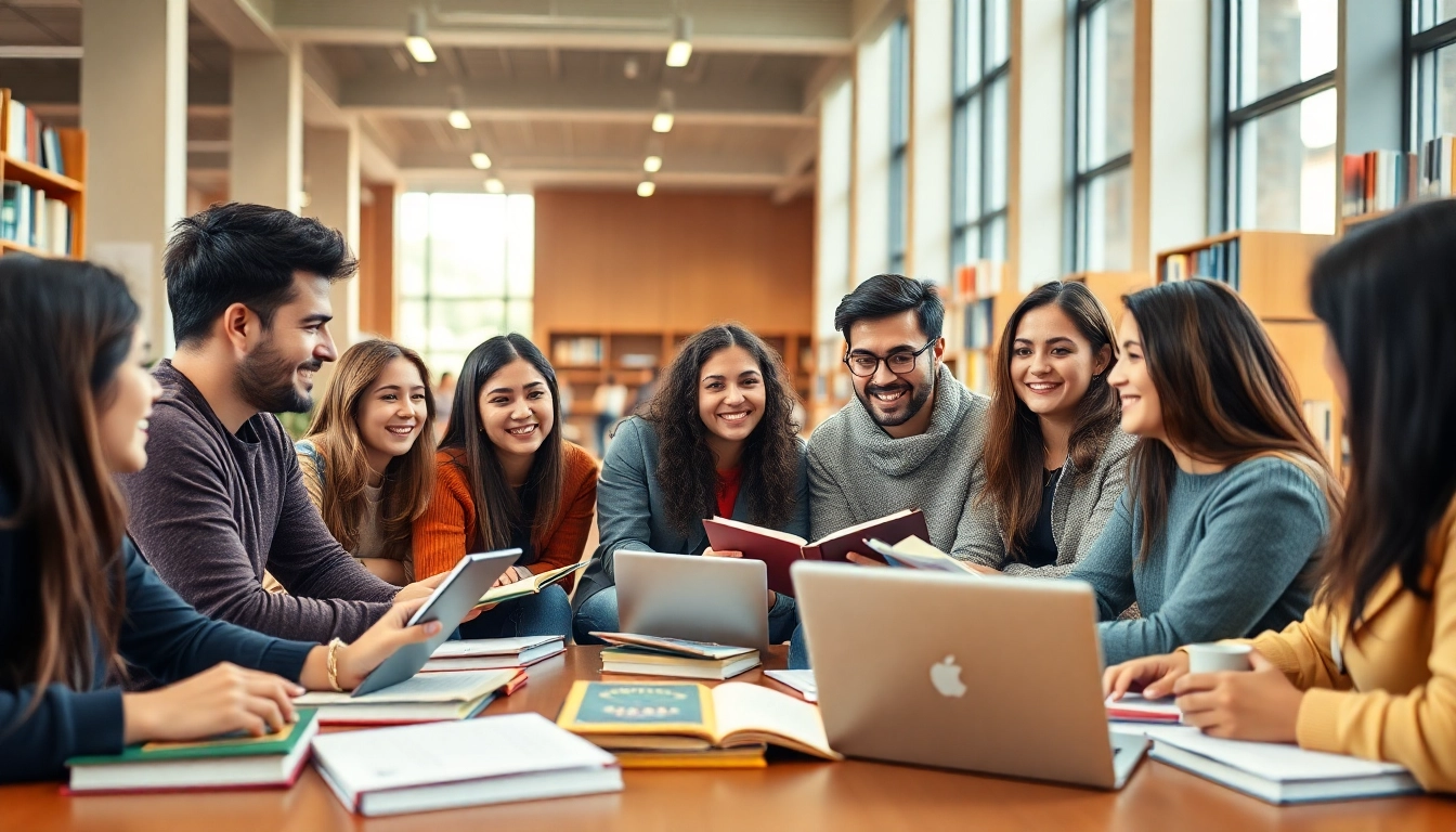 International students collaborating while applying to İstanbul Medipol University in a modern campus setting.