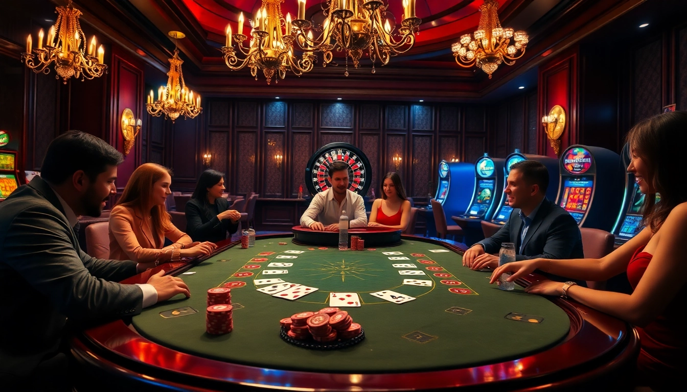 Players strategically engage at a luxurious table, showcasing the excitement of 9bet casino gaming.